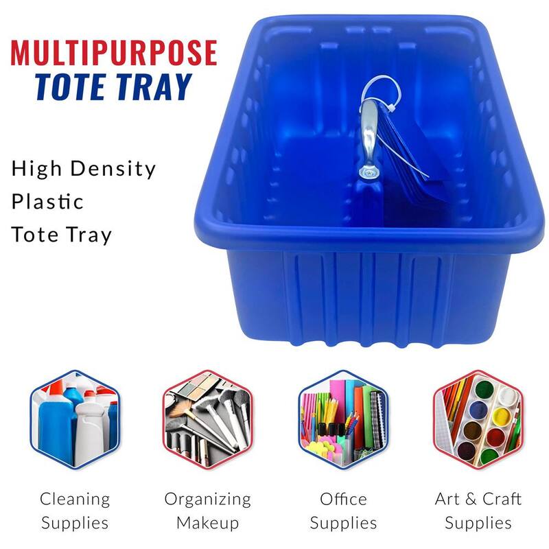 AMERICAN BUILT PRO Professional Grade 19 in. Blue PolyethyleneTote Tray with 6-Dividers - T1050BLUP1