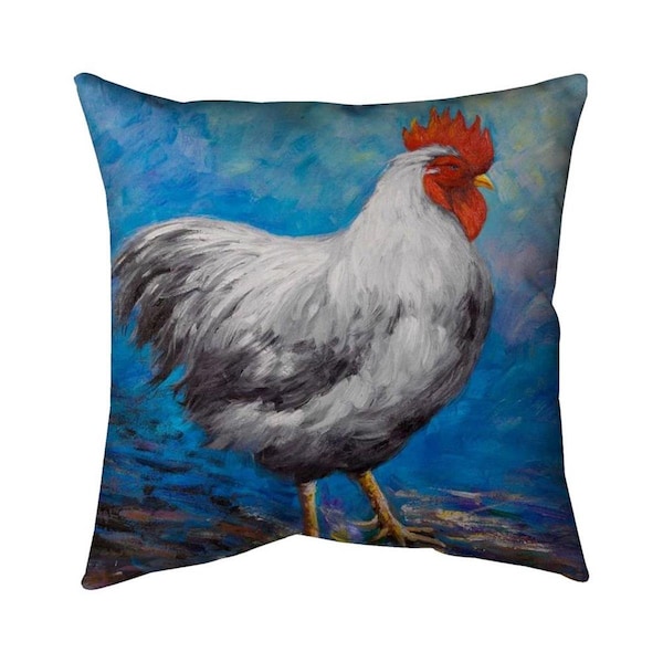 Fondo 20 x 20 in. Grey Rooster-Double Sided Print Indoor Pillow - FO2792733