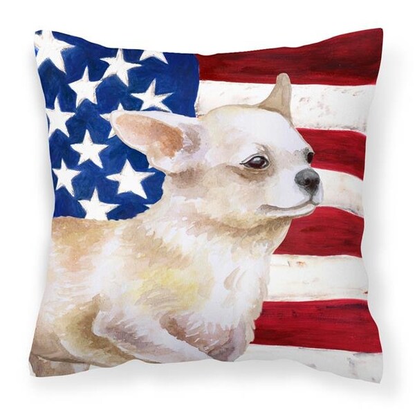 Carolines Treasures Carolines Treasures BB9697PW1414 Chihuahua Leg up Patriotic Fabric Decorative Pillow - BB9697PW1414