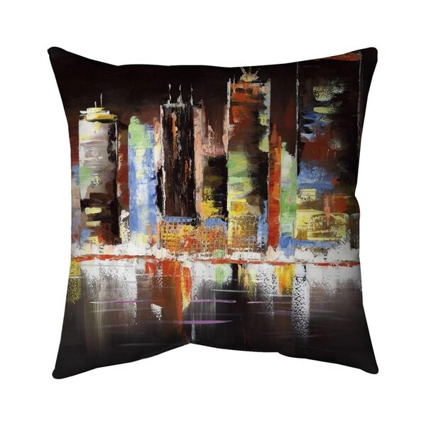 Begin Home Decor 26 x 26 in. Cityscape by Night-Double Sided Print Indoor Pillow - 5541-2626-CI17