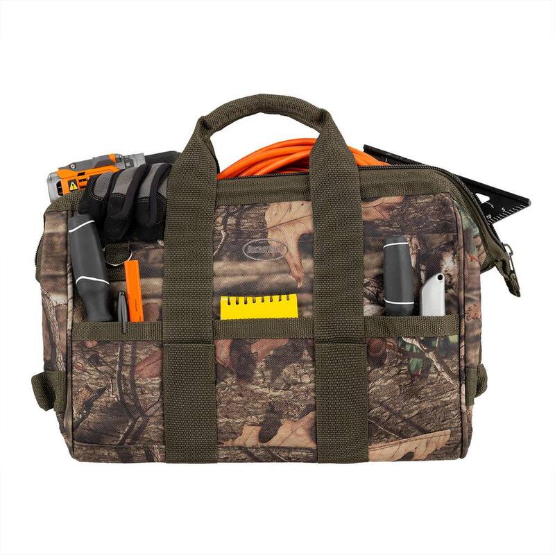 BUCKET BOSS Mossy Oak Breakup Camo Gatemouth 16 in. Tool Bag with 16 Pockets - 85016
