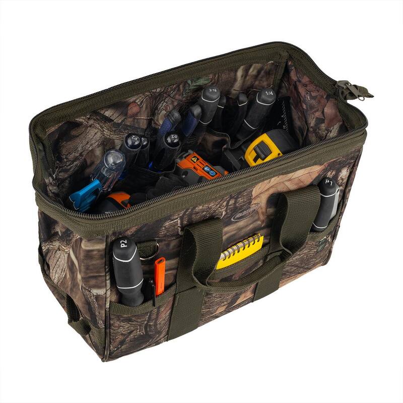BUCKET BOSS Mossy Oak Breakup Camo Gatemouth 16 in. Tool Bag with 16 Pockets - 85016