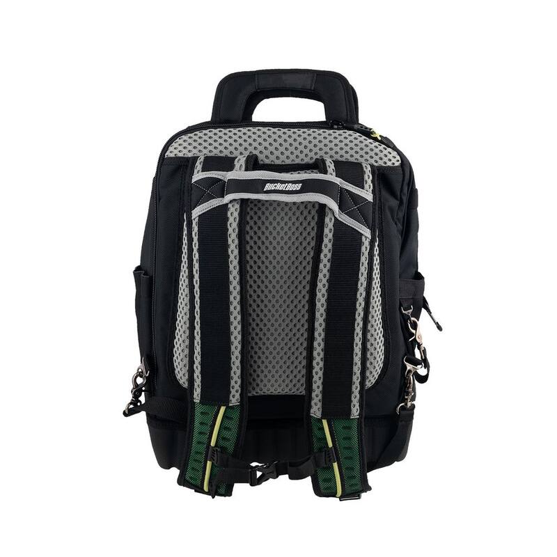 BUCKET BOSS 14 in. Heavy Duty High Visibility Protech 32-Pocket Tool Bag Backpack - 65180-HV