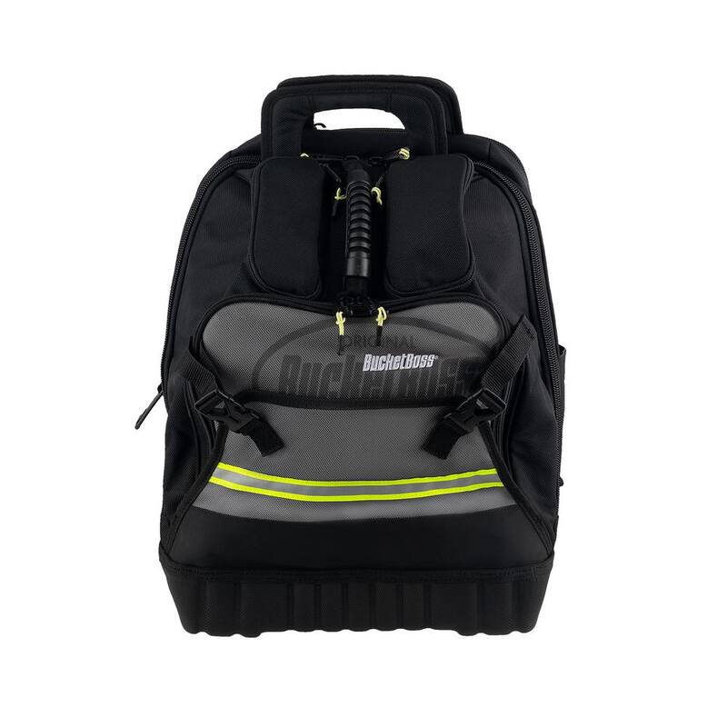BUCKET BOSS 14 in. Heavy Duty High Visibility Protech 32-Pocket Tool Bag Backpack - 65180-HV