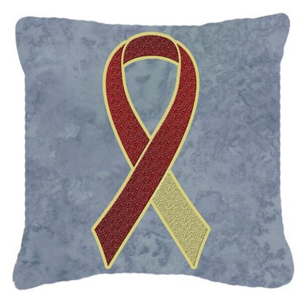 Carolines Treasures Carolines Treasures AN1218PW1414 14 x 14 In. Burgundy and Ivory Ribbon for Head and Neck Cancer Awareness Indoor & Outdoor Fabric Decorative Pillow - AN1218PW1414