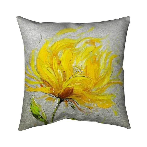 Begin Home Decor 26 x 26 in. Yellow Fluffy Flower-Double Sided Print Indoor Pillow - 5541-2626-FL69
