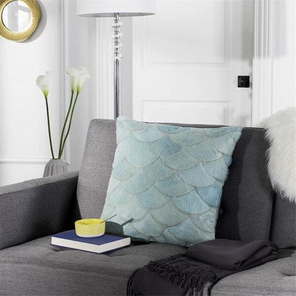 Safavieh 20 x 20 in. Metallic Scale Cowhide Pillow, Teal - PLS217B-2020