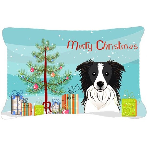Carolines Treasures Carolines Treasures BB1613PW1216 Christmas Tree & Border Collie Fabric Decorative Pillow - BB1613PW1216