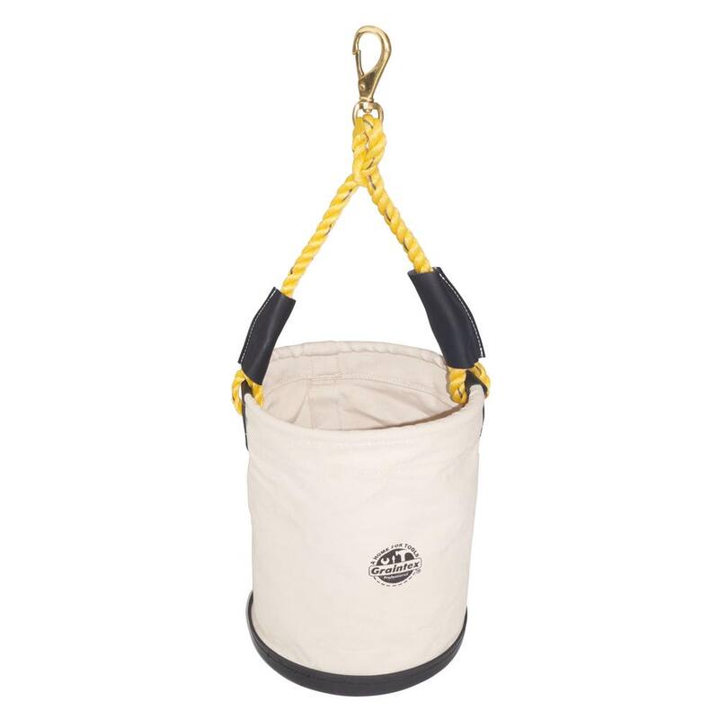 Graintex 12 in. Utility Canvas Tool Bucket Plastic Bottom in White with Hook - CB2127
