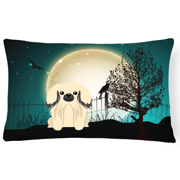 Carolines Treasures Halloween Scary Pekingnese Cream Canvas Fabric Decorative Pillow - BB2296PW1216
