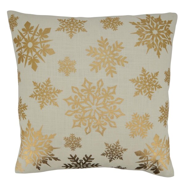 Rlm Distribution 20 in. Foil Print Snowflake Square Pillow Cover Gold - HO3211142