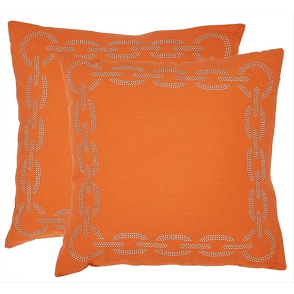 Safavieh Sibine 18-Inch Orange Decorative Pillows- 2PK - PIL156C-1818-SET2