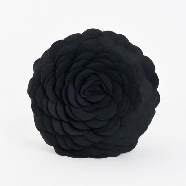 Rlm Distribution 16 in. Rose Flower Design Poly Filled Throw Pillow, Black - HO3211127