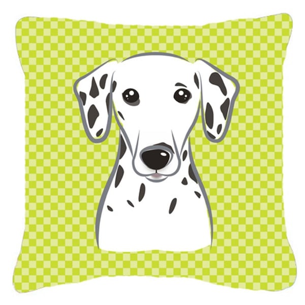 Jensendistributionservices Checkerboard Lime Green Dalmatian Fabric Decorative Pillow, 14 x 14 In. - MI2555379