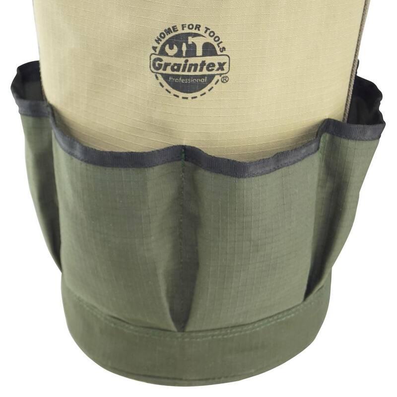 Graintex 12 in. 6 Pocket Utility Tool Bucket in Khaki Green - CB2417