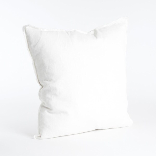 Rlm Distribution SARO  20 in. Square Fringed Design Linen Down Filled Pillow - Ivory - HO3202335