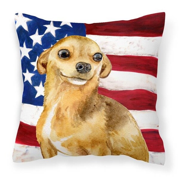 Carolines Treasures Carolines Treasures BB9658PW1818 Chihuahua Patriotic Fabric Decorative Pillow - BB9658PW1818