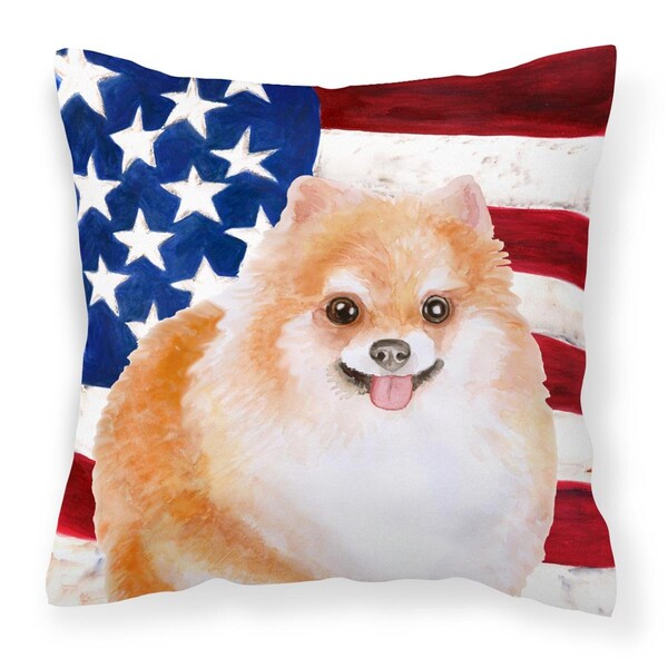 Jensendistributionservices Pomeranian No.2 Patriotic Fabric Decorative Pillow - MI2551650