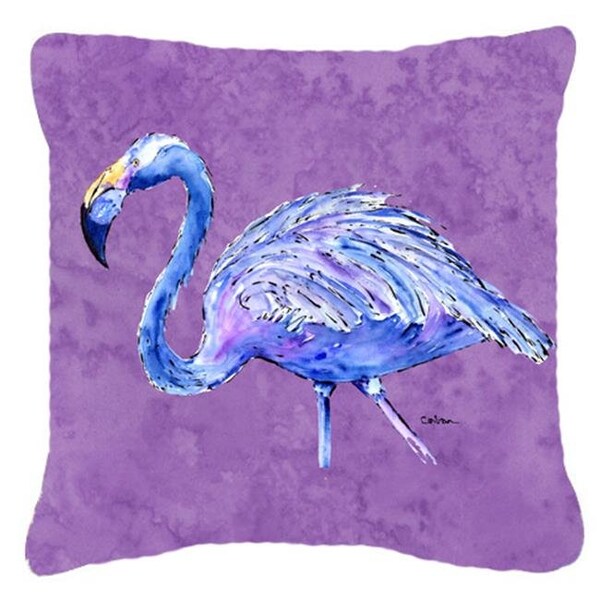 Carolines Treasures Carolines Treasures 8874PW1818 18 x 18 in. Flamingo On Purple Indoor & Outdoor Fabric Decorative Pillow - 8874PW1818