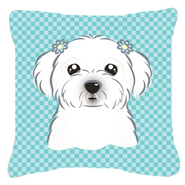 Jensendistributionservices Checkerboard Blue Maltese Fabric Decorative Pillow, 14 x 14 In. - MI2555350