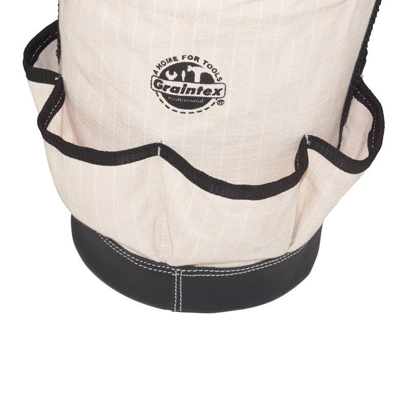 Graintex 12 in. 6-Pocket Utility Tapered Ripstop Canvas Tool Bucket with Leather Bottom - CB2115