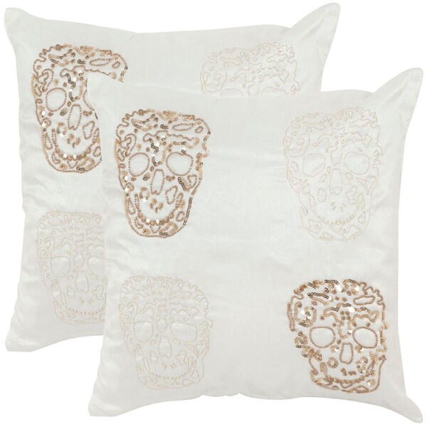 Safavieh 18 x 18 in. Quatre Skulls Throw Pillows, Sequence Gold, 2PK - DEC462A-1818-SET2