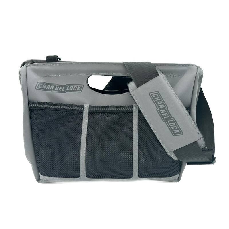 Channellock 16.5 in. PRO Tool Tote with Shoulder Strap Grey Fused with Black - TGM3G