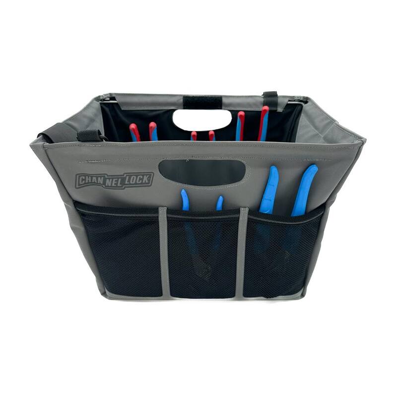 Channellock 16.5 in. PRO Tool Tote with Shoulder Strap Grey Fused with Black - TGM3G