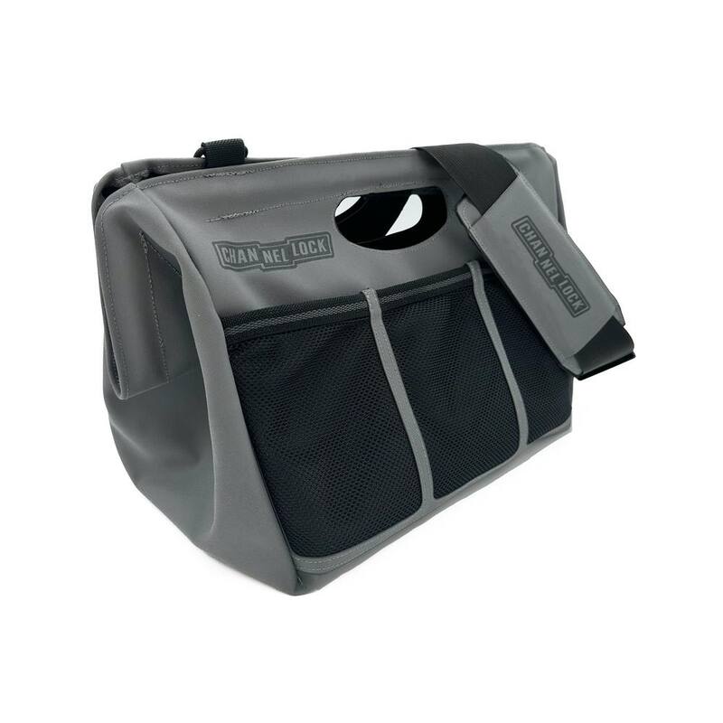 Channellock 16.5 in. PRO Tool Tote with Shoulder Strap Grey Fused with Black - TGM3G