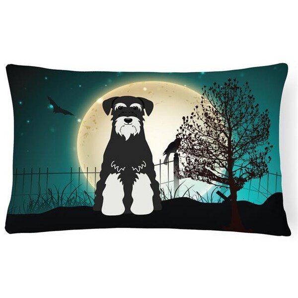 Carolines Treasures Carolines Treasures BB2223PW1216 Halloween Scary Standard Schnauzer Salt & Pepper Canvas Fabric Decorative Pillow - BB2223PW1216