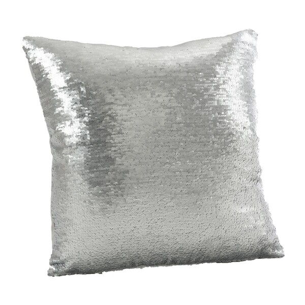 Rlm Distribution SARO  18 in. Square Sirun Sequin Mermaid Design Down Filled Throw Pillow  White - HO2657537