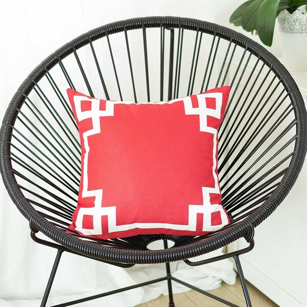 Gfancy Fixtures Red & White Geometric Decorative Throw Pillow Cover - 18 x 18 in. - GF3659339