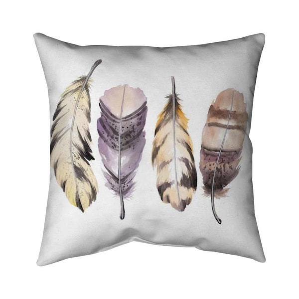 Begin Home Decor 26 x 26 in. Purple Feather Set-Double Sided Print Indoor Pillow - 5541-2626-AN334