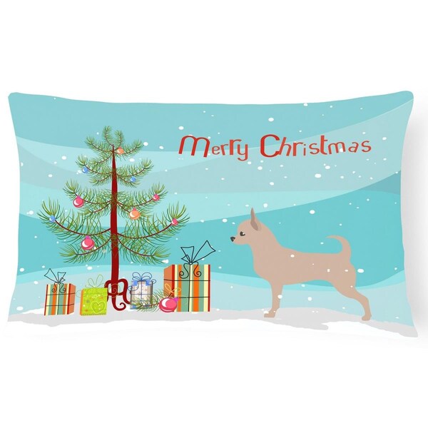 Carolines Treasures Chihuahua Merry Christmas Tree Canvas Fabric Decorative Pillow - CA66666