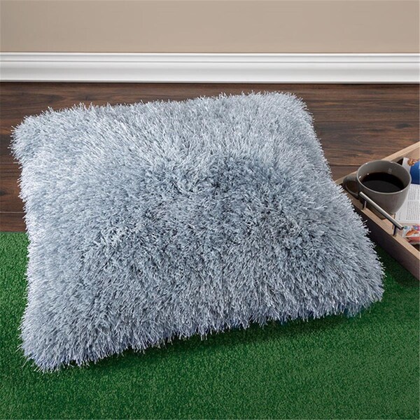 Lavish Home Lavish Home  24 x 24 x 8 in. Shag Floor Pillow , Blue - 66-04-BLU