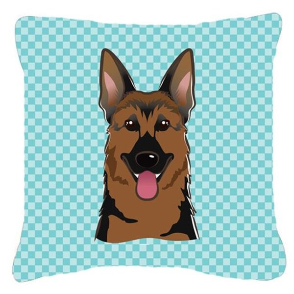 Carolines Treasures Carolines Treasures BB1149PW1818 Checkerboard Blue German Shepherd Fabric Decorative Pillow; 18 x 18 In. - BB1149PW1818