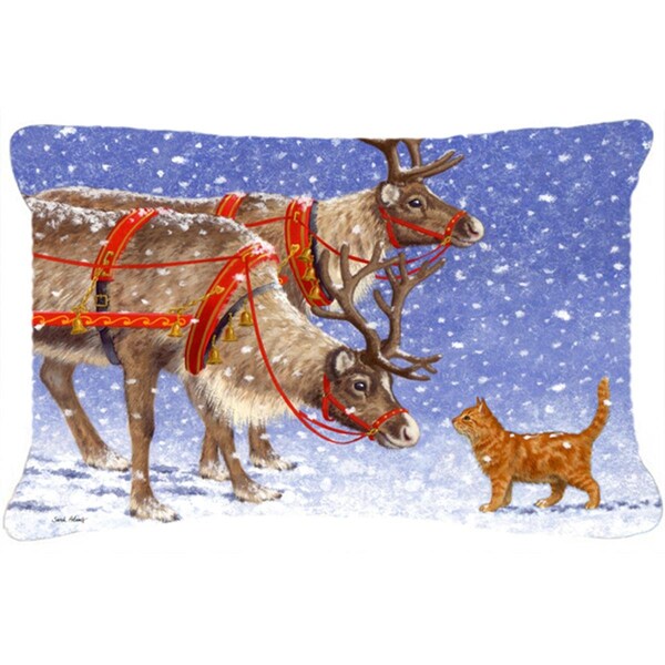 Carolines Treasures Reindeer & Cat Fabric Decorative Pillow - CA78429