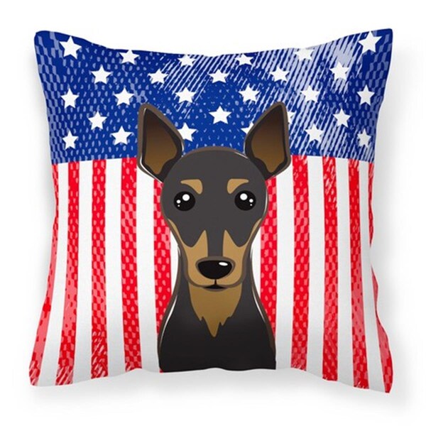 Jensendistributionservices American Flag & Miniature Pinscher Fabric Decorative Pillow, 14 x 3 x 14 in. - MI2557946