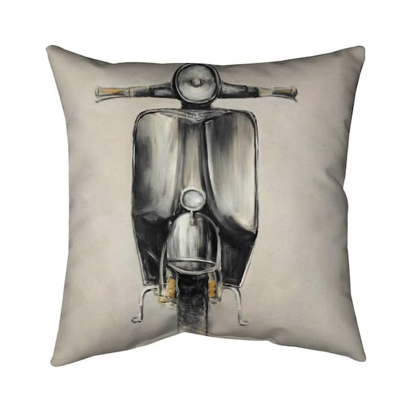 Begin Home Decor 26 x 26 in. Small Black Moped-Double Sided Print Indoor Pillow - 5541-2626-TR49