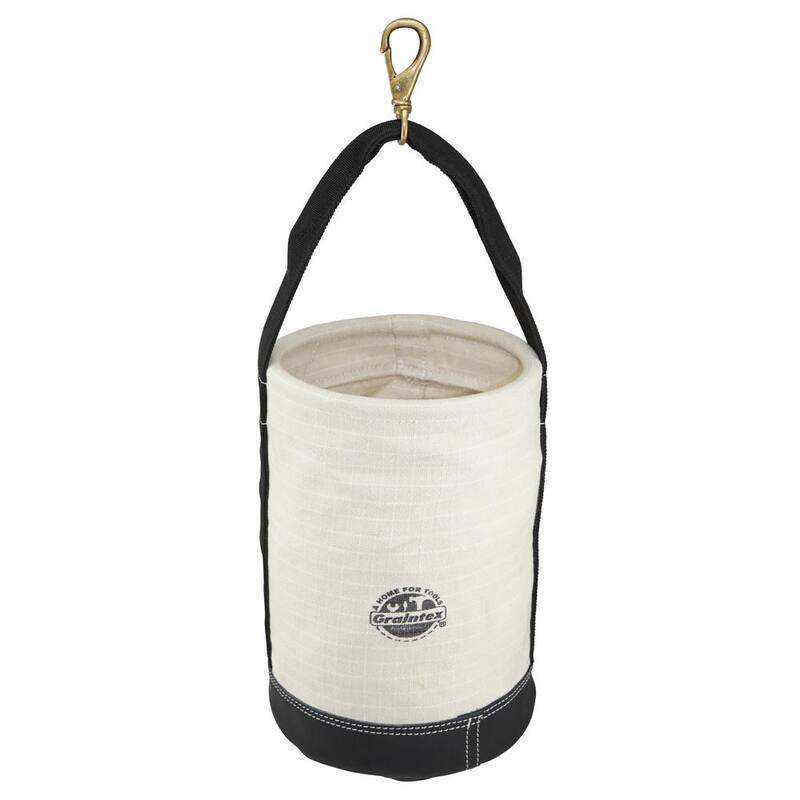 Graintex 10 in. 1-Pocket Utility Ripstop Canvas Bucket with Hook and Leather Bottom - CB2113