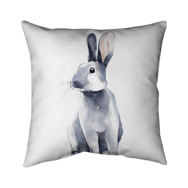 Begin Home Decor 26 x 26 in. Grey Curious Rabbit-Double Sided Print Indoor Pillow - 5541-2626-AN372