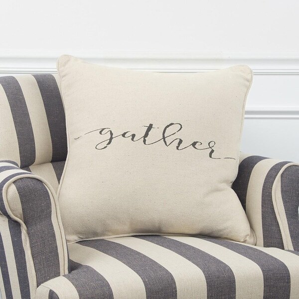 Homeroots 20 x 20 in. Gray & Cream Canvas Gather Decorative Throw Pillow - 402303