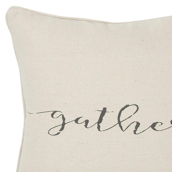 Homeroots 20 x 20 in. Gray & Cream Canvas Gather Decorative Throw Pillow - 402303