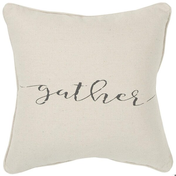 Homeroots 20 x 20 in. Gray & Cream Canvas Gather Decorative Throw Pillow - 402303