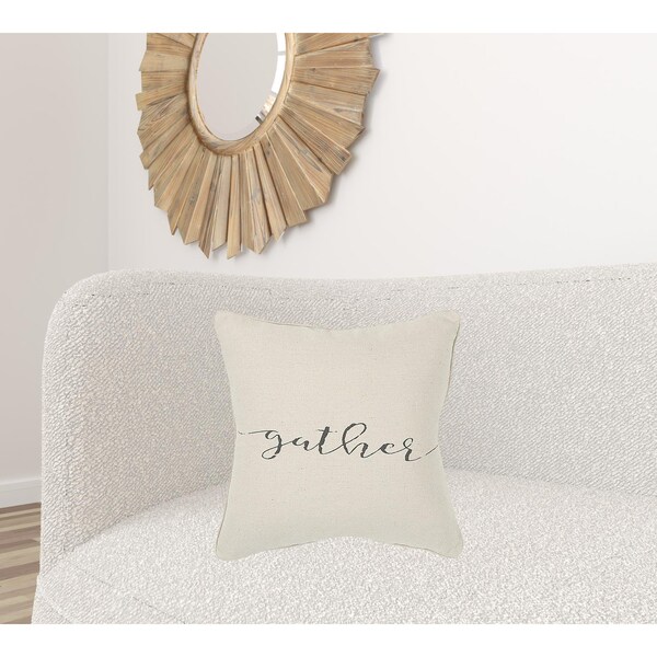 Homeroots 20 x 20 in. Gray & Cream Canvas Gather Decorative Throw Pillow - 402303