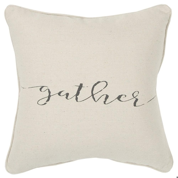 Homeroots 20 x 20 in. Gray & Cream Canvas Gather Decorative Throw Pillow - 402303
