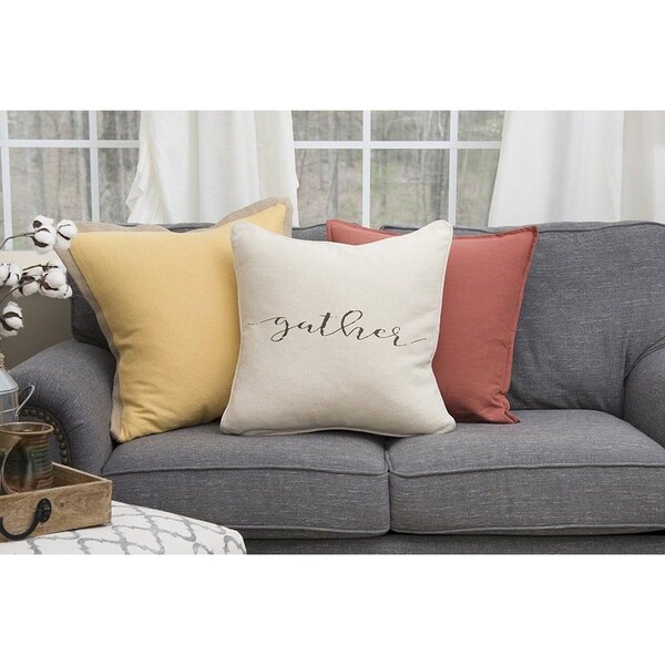 Homeroots 20 x 20 in. Gray & Cream Canvas Gather Decorative Throw Pillow - 402303
