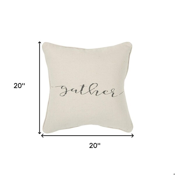 Homeroots 20 x 20 in. Gray & Cream Canvas Gather Decorative Throw Pillow - 402303