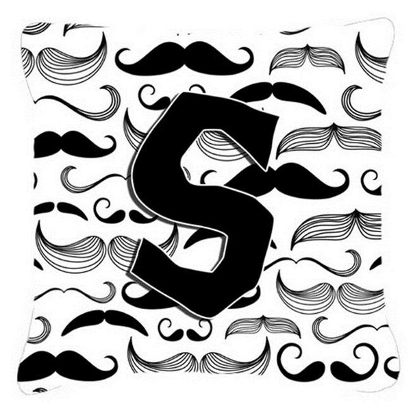 Carolines Treasures Carolines Treasures CJ2009-SPW1414 Letter S Moustache Initial Canvas Fabric Decorative Pillow - CJ2009-SPW1414