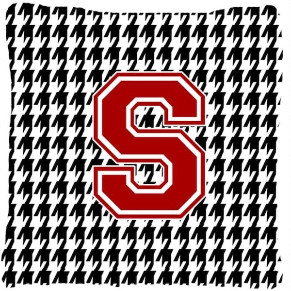 Carolines Treasures Carolines Treasures CJ1021-SPW1414 Monogram - Initial S Houndstooth Decorative Fabric Pillow - 14 x 14 in. - CJ1021-SPW1414